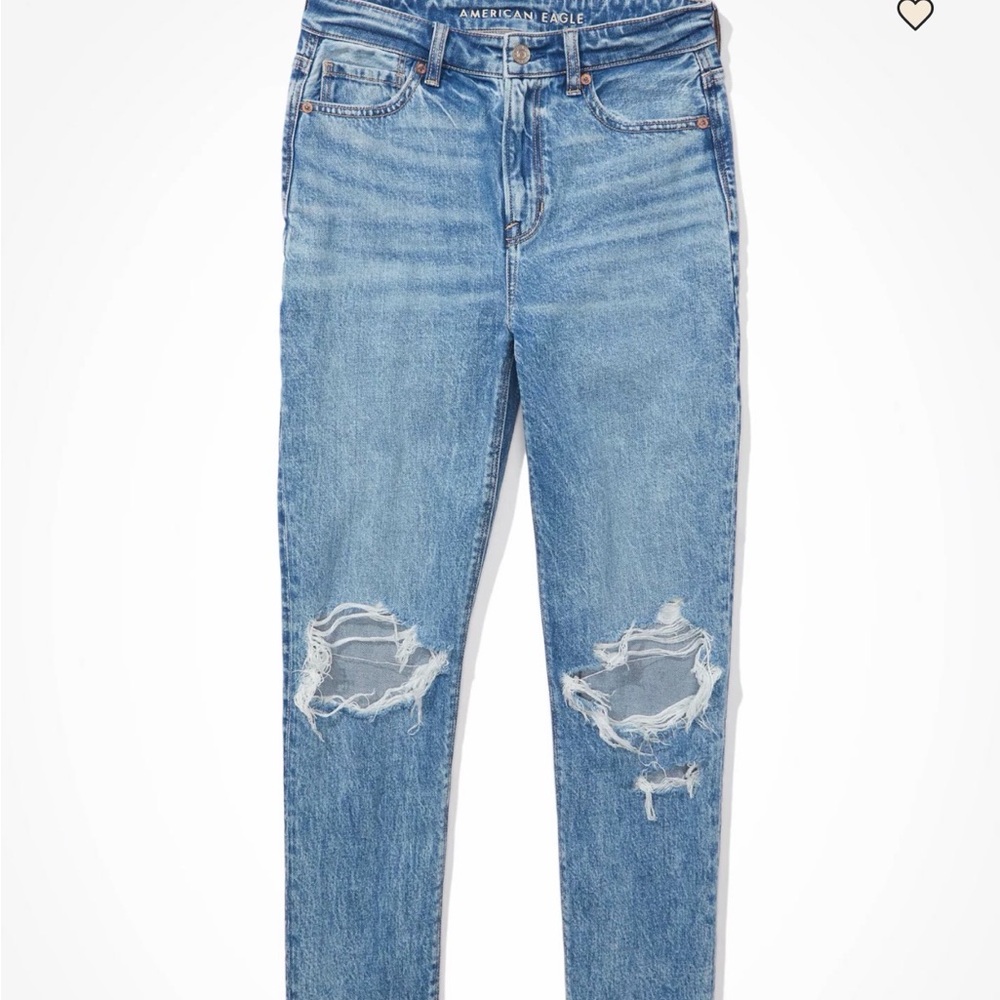 American Eagle Outfitters Women's High Rise Strigid Ripped Mom Jeans